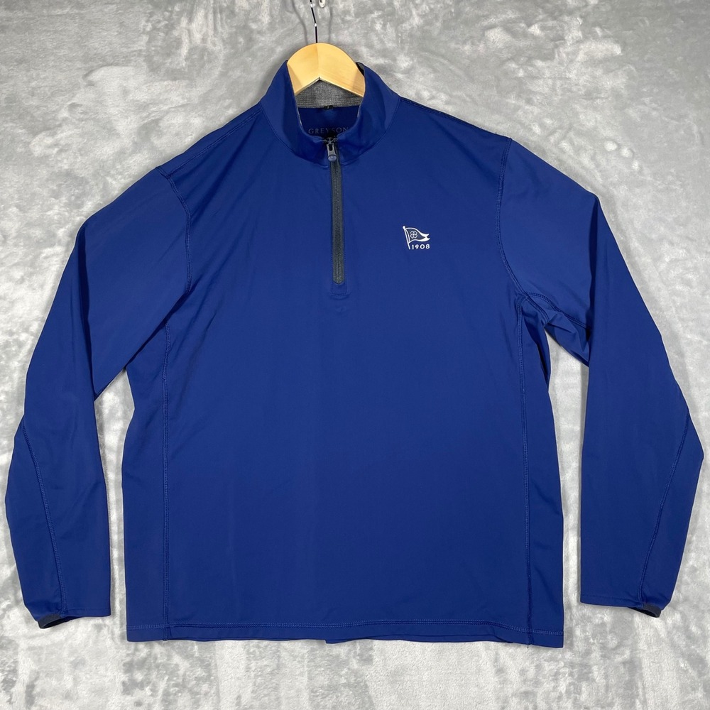 Greyson Mens Royal Blue Quarter Zip Golf Pullover Wolf Logo Size Large